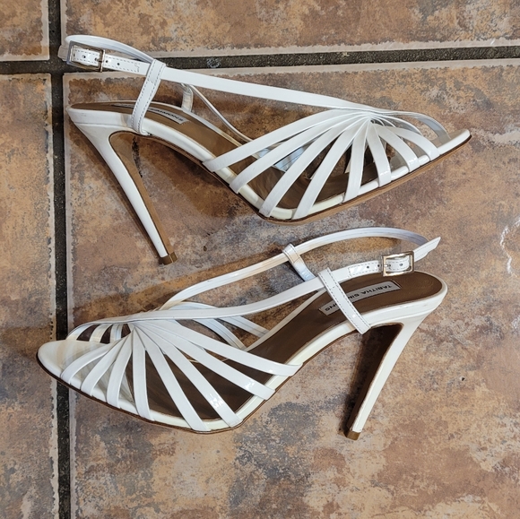 🤑SOLD🤑TABITHA SIMMONS’S WHITE HEELS SANDALS - Picture 8 of 16
